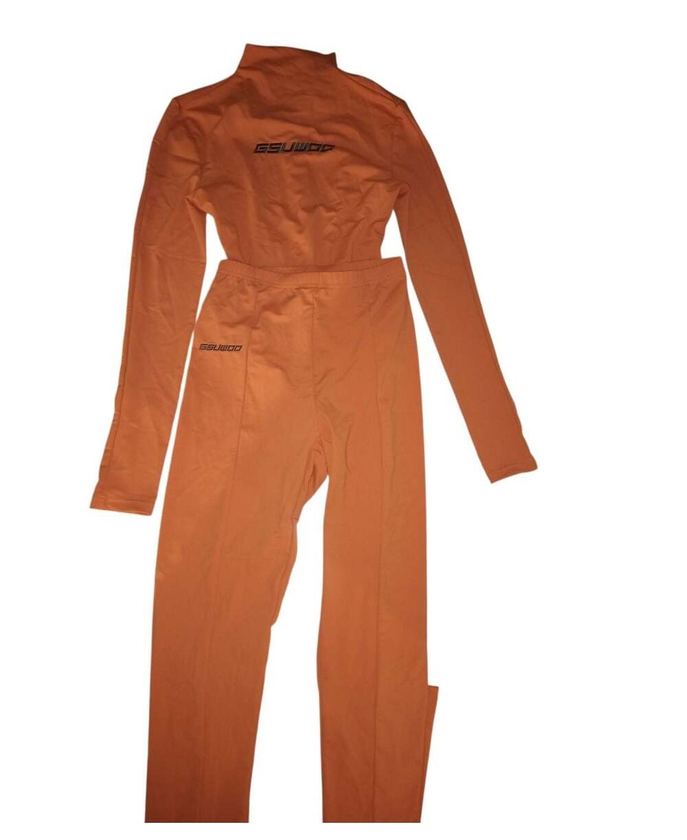 GSUWOO Orange Bodysuit & Pants Set Size S